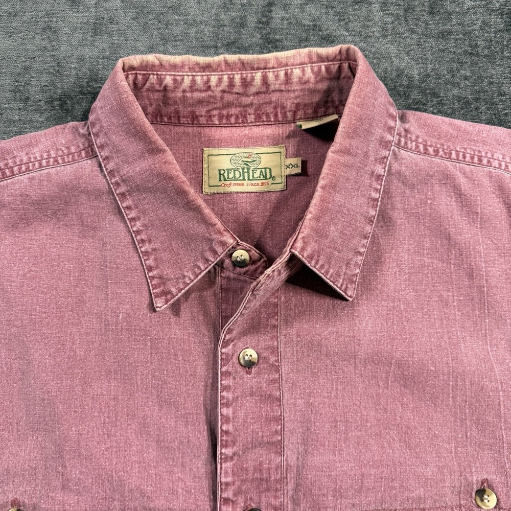 Red Head Brand Co. Button Up Long Sleeve Red Men's Size XXL Elbow Patches VTG - Picture 7 of 15